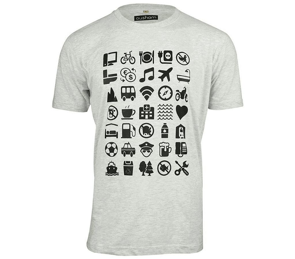 ALWAYSUV Mens Design with Travel Icon Everyday Travel Icon Short Sleeve Shirts 